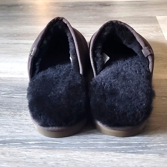 206 Collective Mens Sheep Fur Shearling Lined Slide Slipper Shoe Brown Size 12 - Picture 9 of 14
